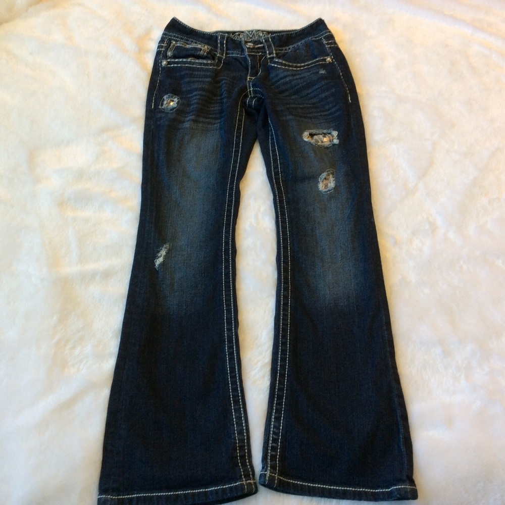 Maurices Boot Cut Bling Sequin Jeans 1 2 Low Rise - Picture 7 of 8